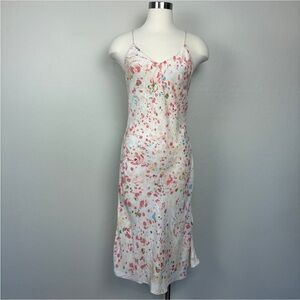 Amanda Bond Janice Silk Slip Dress Size S Pink Confetti Print Romantic Quiet Lux
